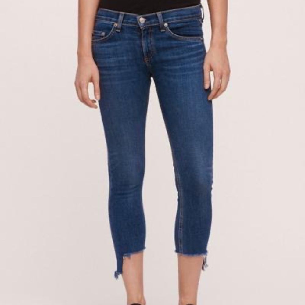 Rag & Bone Hampton Mid Rise Cropped Raw Hem Jeans Sz 28